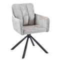 Sillón giratorio Órbita tapizado en tejido gris con patas de metal negro