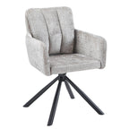 Sillón giratorio Órbita tapizado en tejido gris con patas de metal negro