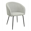 Sillón Bruma tapizado en tejido tipo lino gris claro con patas de metal negro