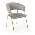 Sillón Gala tapizado en terciopelo gris oscuro con estructura metálica dorada