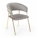 Sillón Gala tapizado en terciopelo gris oscuro con estructura metálica dorada