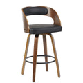Taburete Shungita de madera contrachapada con asiento tapizado en polipiel negra