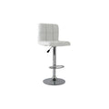 Taburete Criolita regulable con asiento en polipiel blanca y estructura cromada