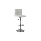 Taburete Criolita regulable con asiento en polipiel blanca y estructura cromada