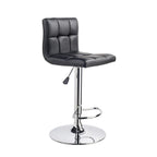 Taburete Casiterita regulable con asiento en polipiel negra y estructura cromada