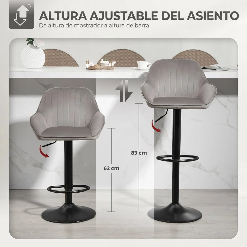 Taburete Ascot con altura regulable mediante elevación a gas