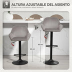 Taburete Ascot con altura regulable mediante elevación a gas