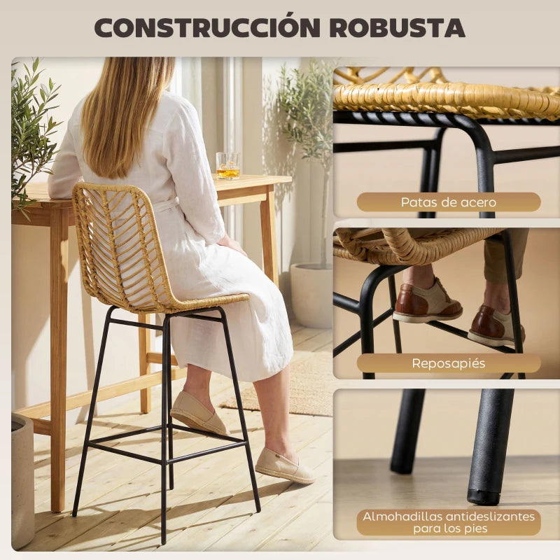Asiento de ratán sintético natural del taburete Biarritz