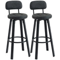 Set de 2 taburetes altos Bremen de cuero sintético gris oscuro en una cocina moderna