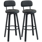 Set de 2 taburetes altos Bremen de cuero sintético gris oscuro en una cocina moderna