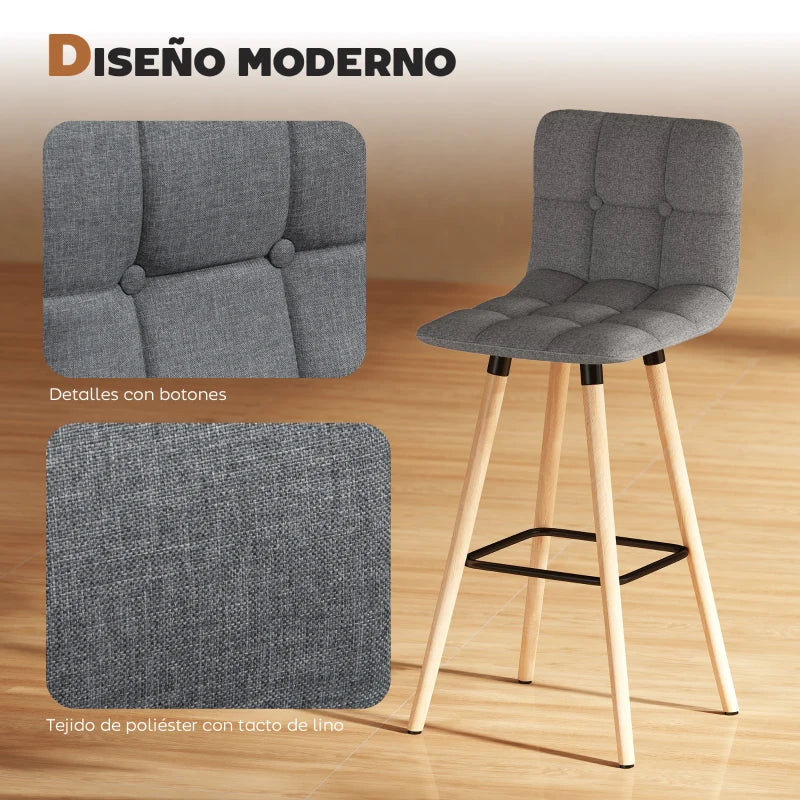 Detalle de la madera de caucho de las patas del taburete Celle