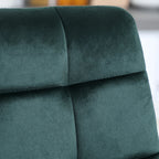 Set de 2 Taburetes Altos Chambord de Terciopelo Verde con Costuras Capitoné, Respaldo y Reposapiés para Cocina y Bar