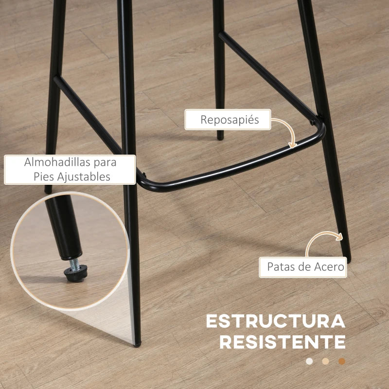 Estructura de metal con protectores en las patas del taburete Kendal