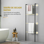 Toallero escalera de bambú Toallero Endrino en un baño moderno