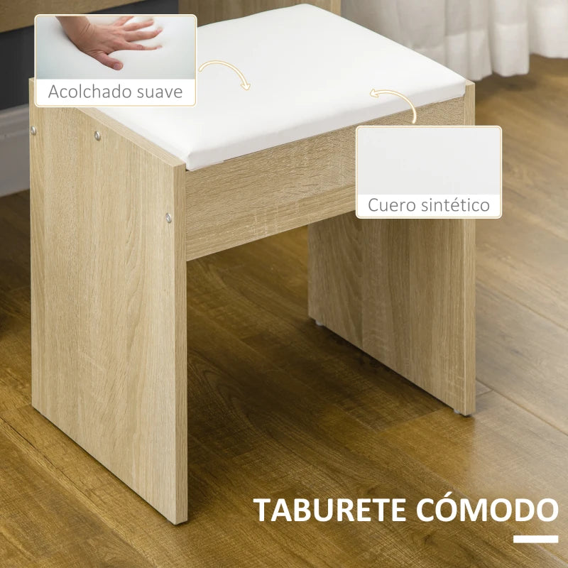 Taburete acolchado tapizado en cuero sintético a juego