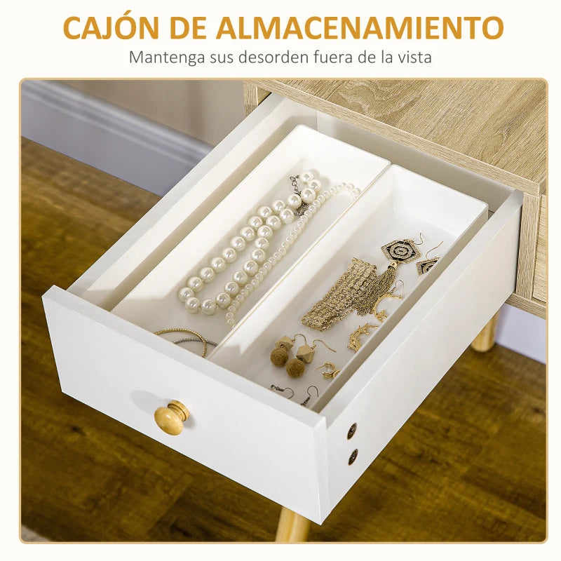 Dos cajones laterales del tocador para material y accesorios