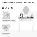 Cinco cajones del tocador para joyas, maquillaje y cosméticos