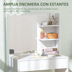 Encimera amplia del tocador Odense con productos de maquillaje