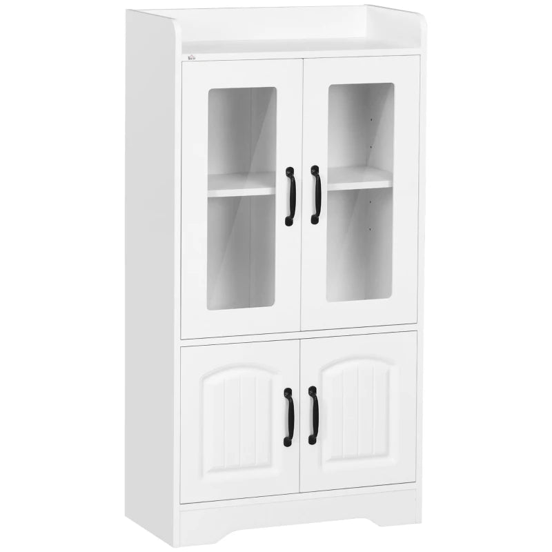 Vitrina Aalborg en blanco con puertas de vidrio, vista general de frente