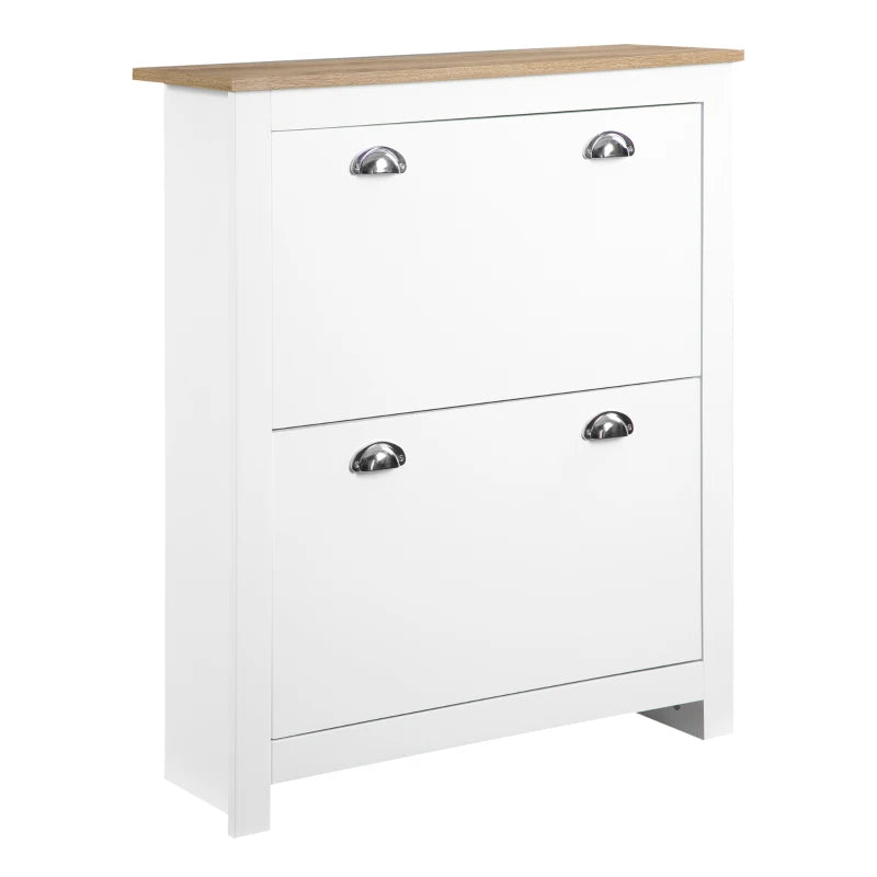 Zapatero Nordvik blanco y estrecho con 2 compartimentos abatibles