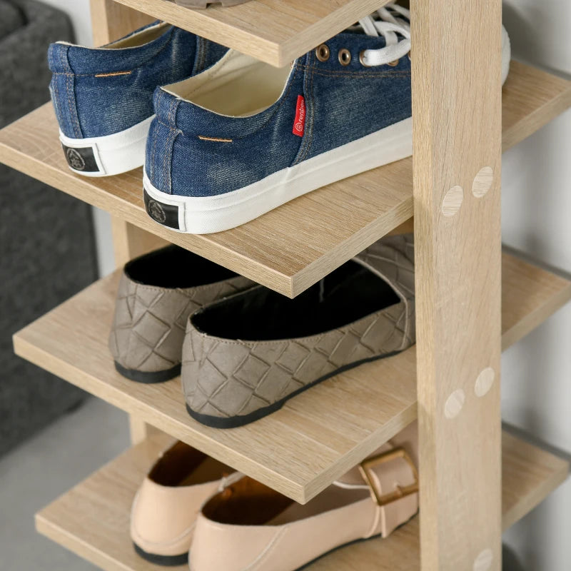 Estantes abiertos y ventilados del zapatero Amberes con distintos tipos de calzado