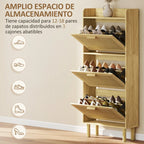 Cajones abatibles con frontales de rejilla del zapatero Bremen llenos de zapatos