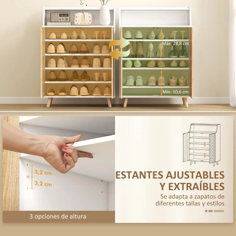 Interior del zapatero Espiga con estantes regulables en tres alturas