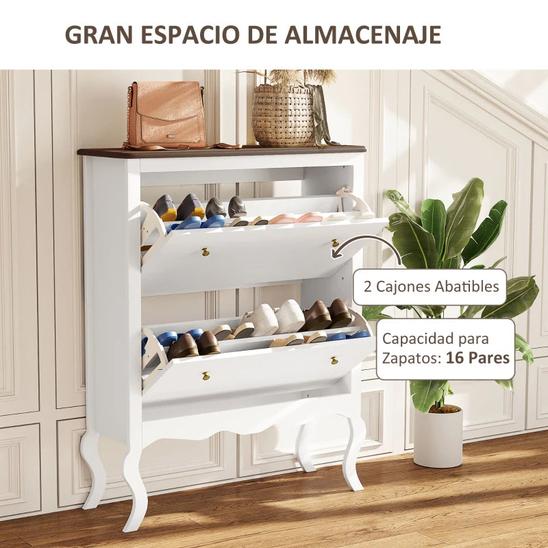 Compartimento abatible abierto con zapatos en dos niveles