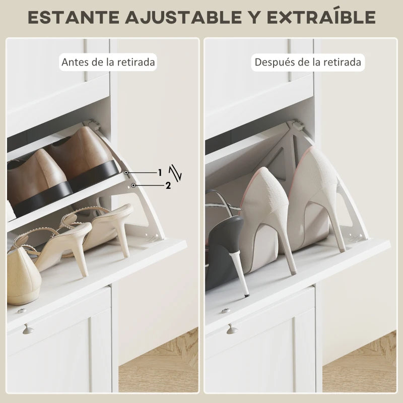 Estantes ajustables en altura dentro del zapatero Nordic