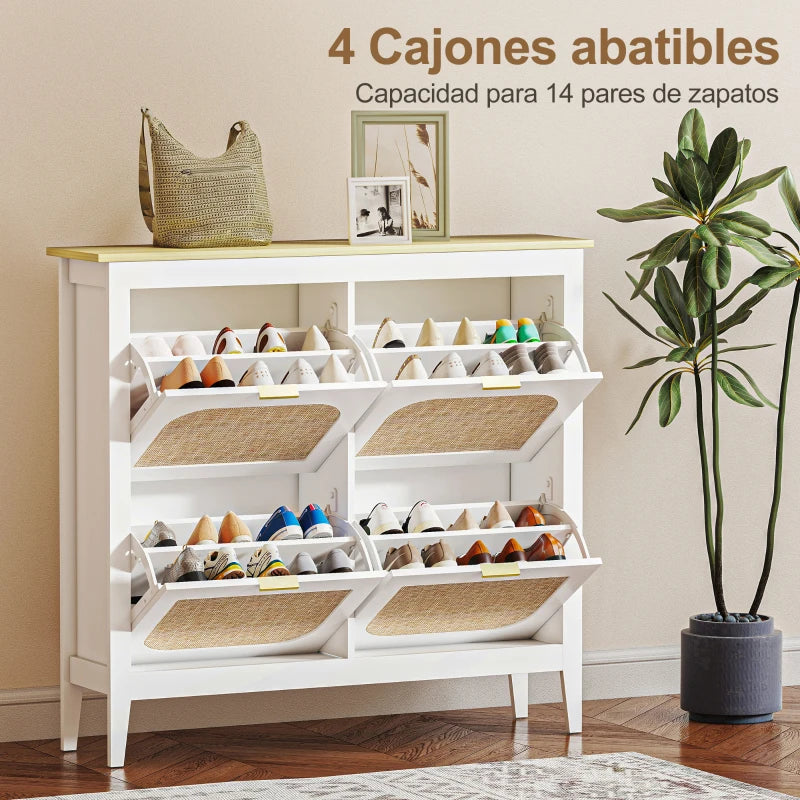 Compartimento abatible abierto con zapatos en dos niveles